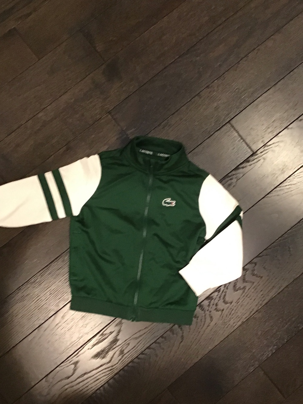 Lacoste Kids Green and White Zip Track Jacket. Size S. 110cm